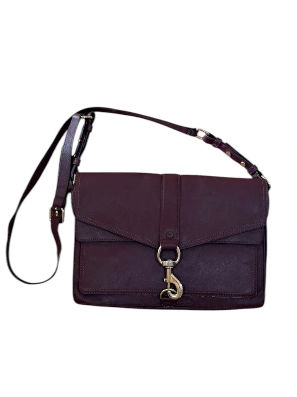 Rebecca Minkoff Hudson Moto Burgundy Leather Crossbody Bag